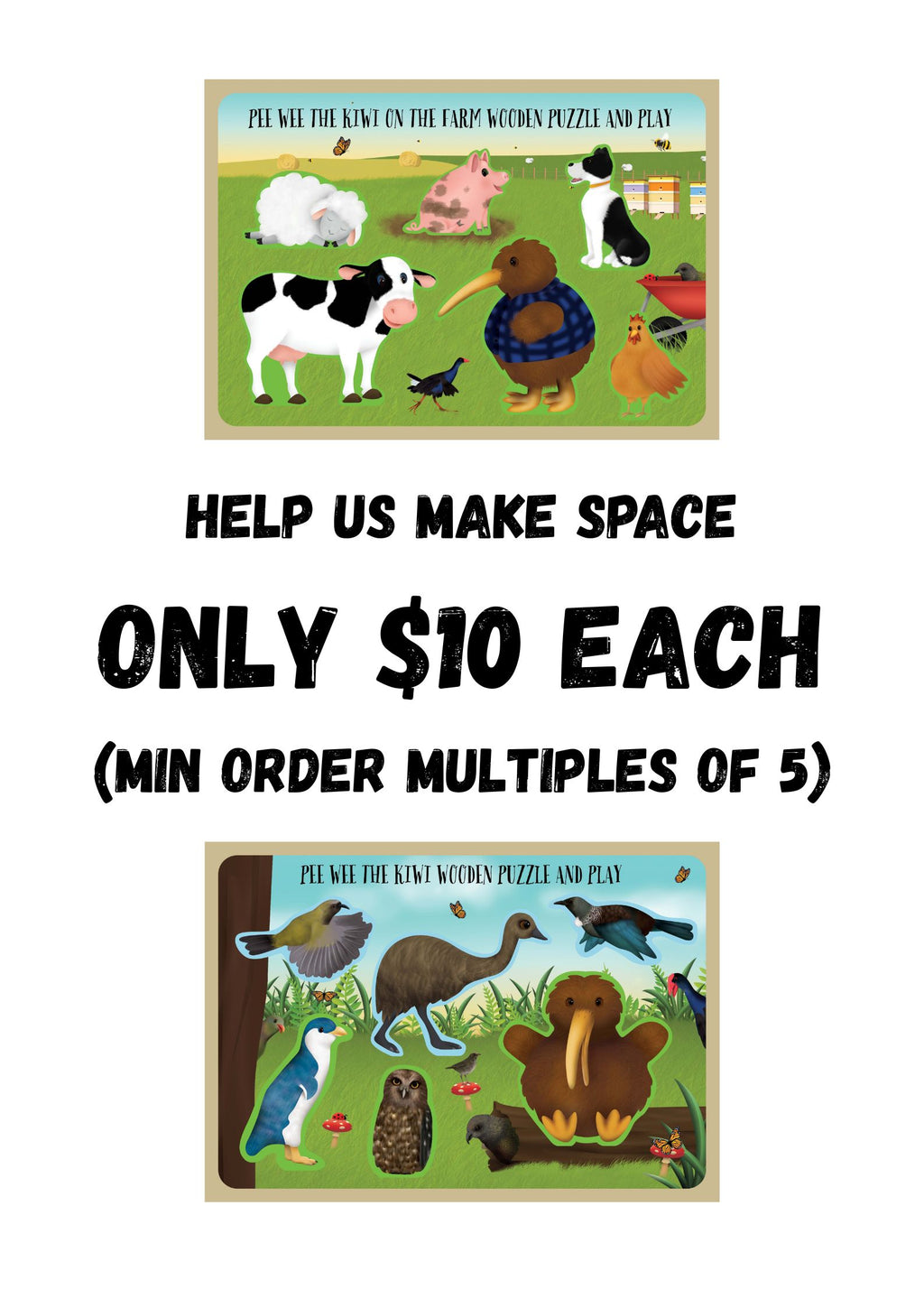 Pee Wee's The Kiwi Wooden Puzzle and Play GIFT FAIR DEAL